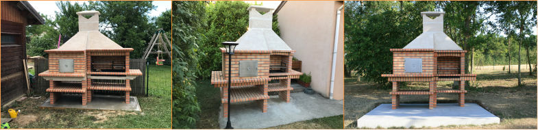 Brick barbecue grill with oven