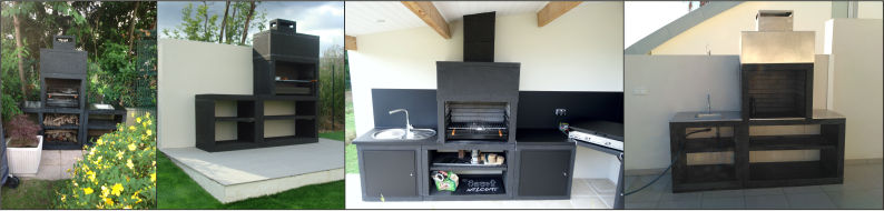 Moderne cast stone barbecue with sink