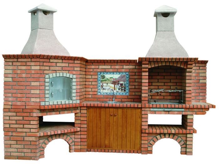 four a bois d angle avec barbecue ce1002b