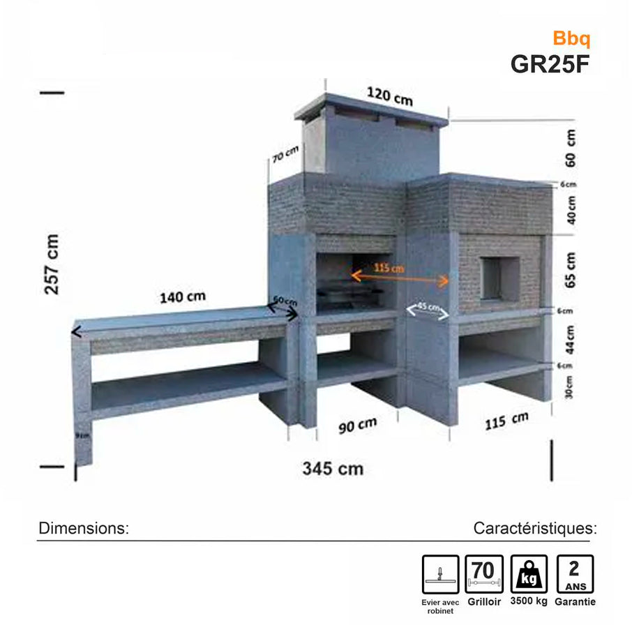 barbecue en granit avec four a pizza gr25f