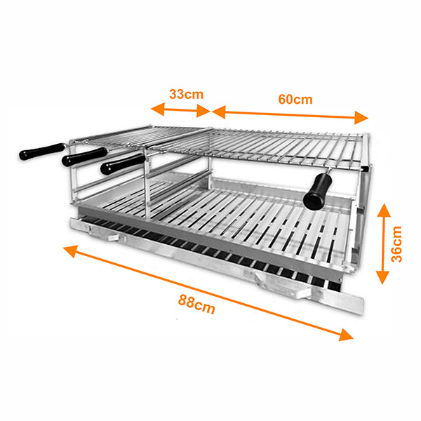 grilloir double a encastrer en inox 88x44 ac43f