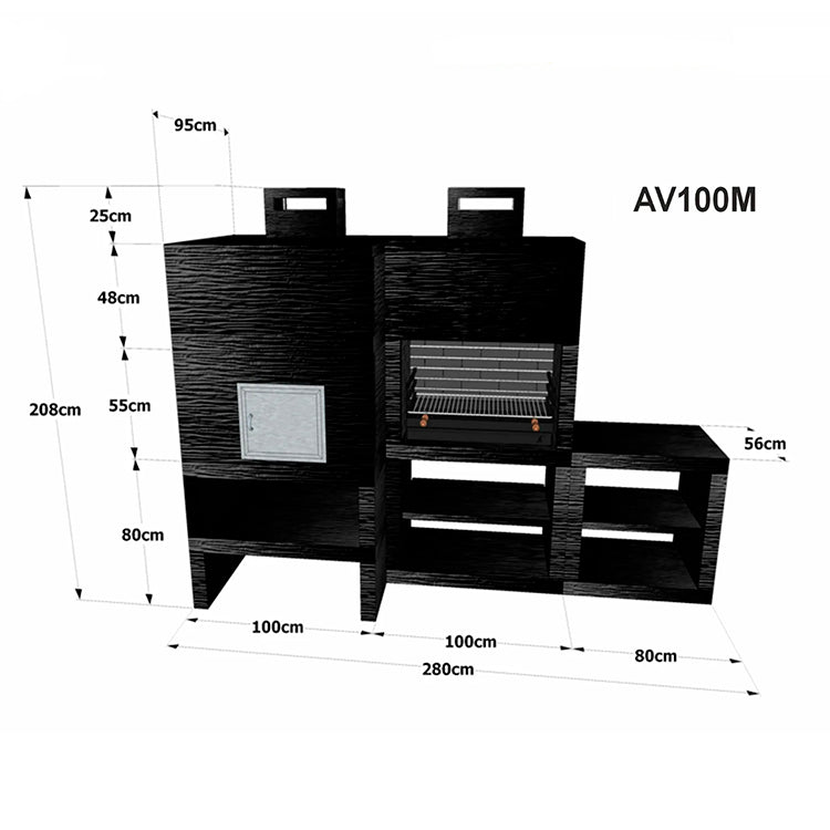 barbecue ligne moderne avec four et evier av100m