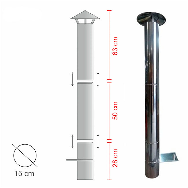 cheminee inox 100cm pour maximus 100cm ac58f