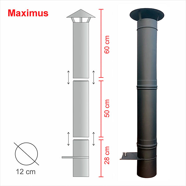 cheminee inox anthracite maximus 100cm ac76f