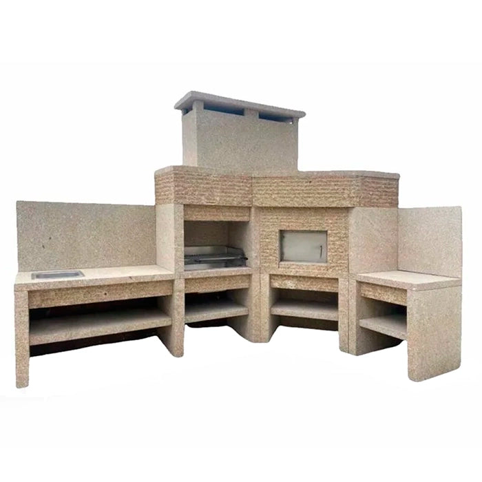 Granite barbecue with corner pizza oven GR43F