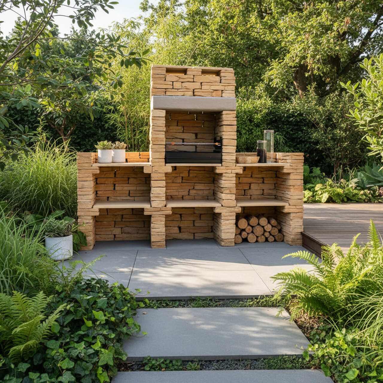 Stone Barbecue with Worktops FB004F