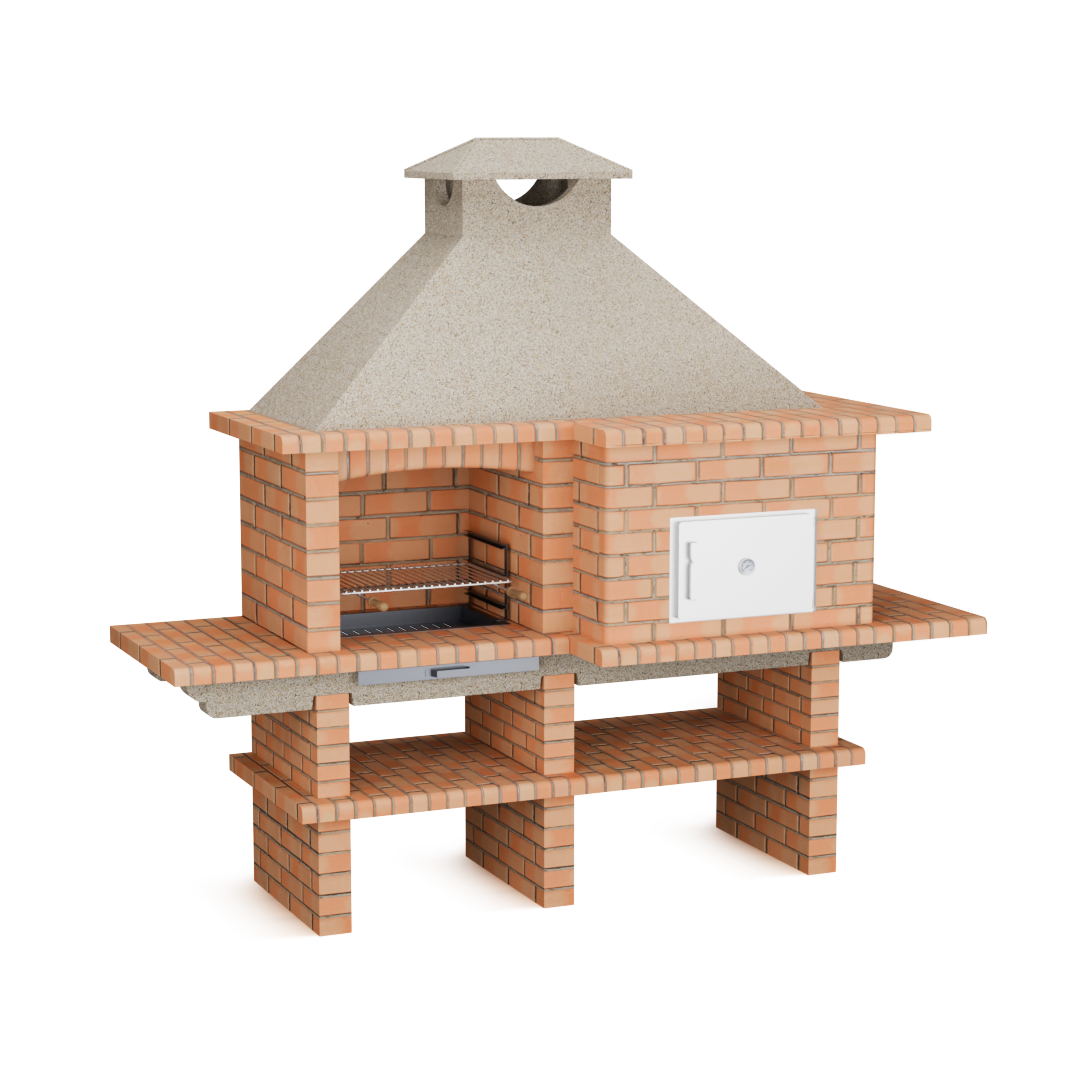 Barbecue fixe avec four a pain et pizza 
