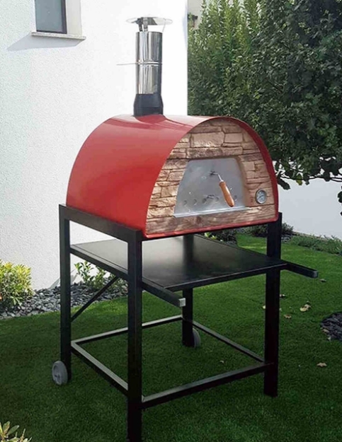 Picture of Wood Pizza Oven Red MAXIMUS ARENA-Black Stand