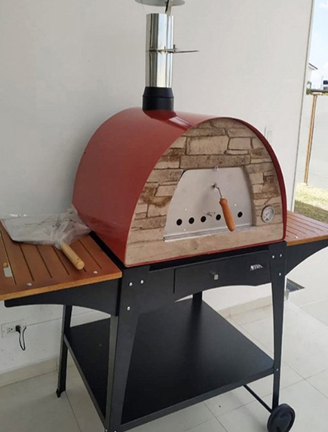 Picture of Wood Pizza Oven Red MAXIMUS ARENA-Black WOODY Stand