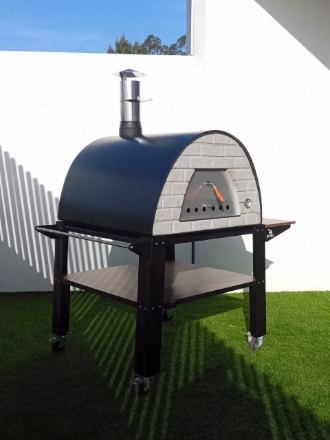 Picture of Wood Burning Pizza Oven Black MAXIMUS PRIME with Bello Black Stand